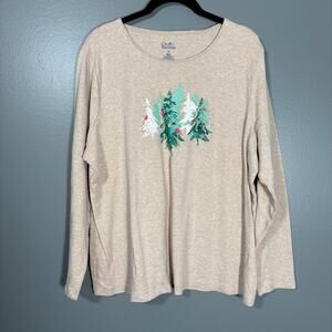 Croft & Barrow Oatmeal Holiday Trees Graphic T-Shirt - 1X - Women's Plus Size